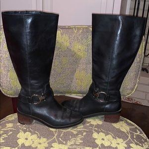 Coach Carolina Black Riding Boots, Wide Calf